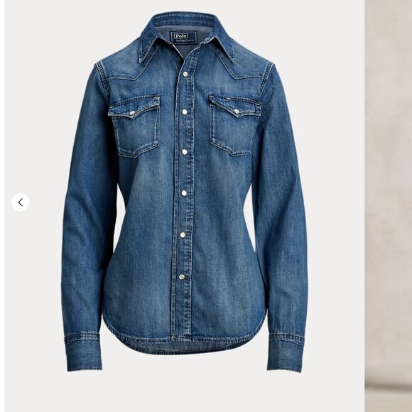 Polo Ralph Lauren Tops - Polo Ralph Lauren Denim Pearl Snap Button Up Western Shirt
